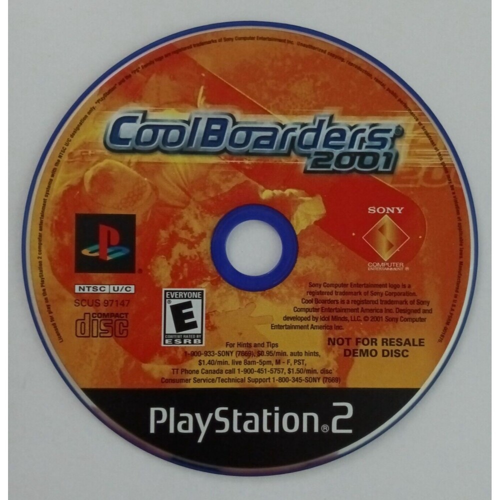 Cool Boarders 2001 Sony PlayStation 2 Video Game Disc only Snowboarding Game